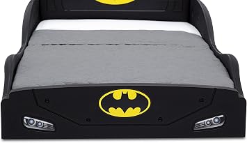 Delta Children - Batman Batmobile Deluxe Car Plastic Sleep and Play Toddler Bed with Attached Guardrails