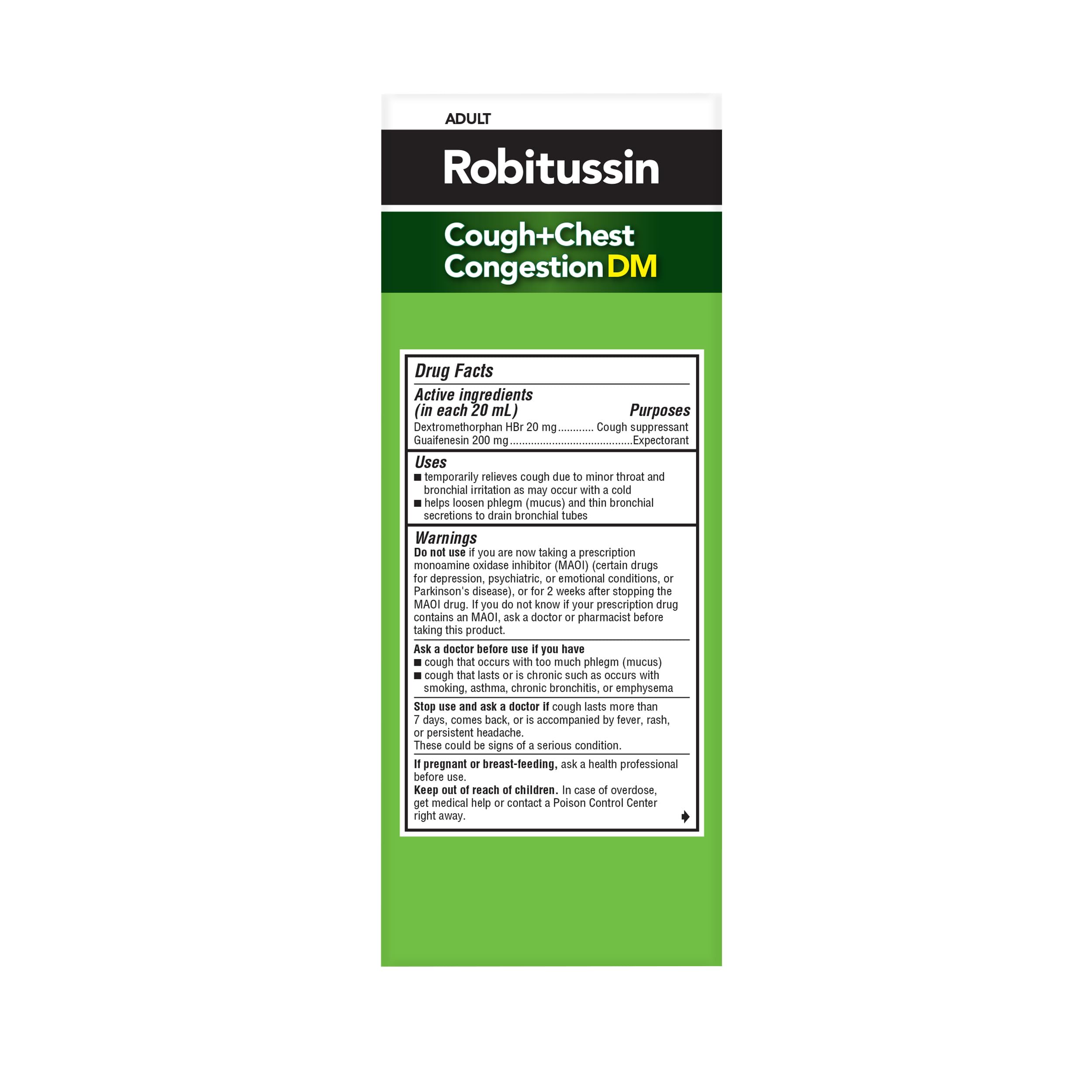 Robitussin DM Cough and Chest Congestion, Raspberry, 8 fl oz — Amazon image 10