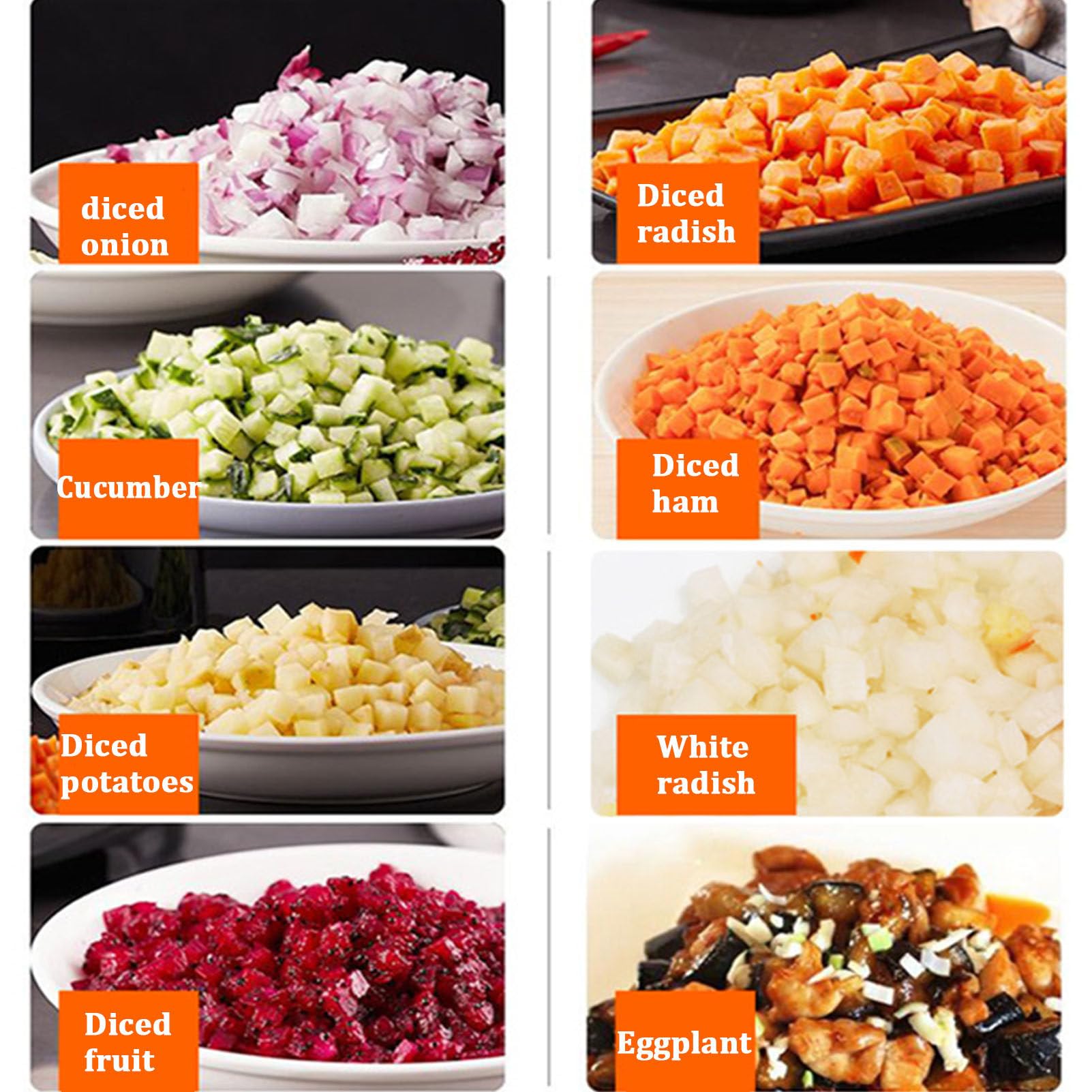 Tagliaverdure elettrico commerciale da 200 W per verdure e frutta, tritatutto automatico di patate, cipolle, carote, secchio, affettatrice per verdure per uso commerciale H