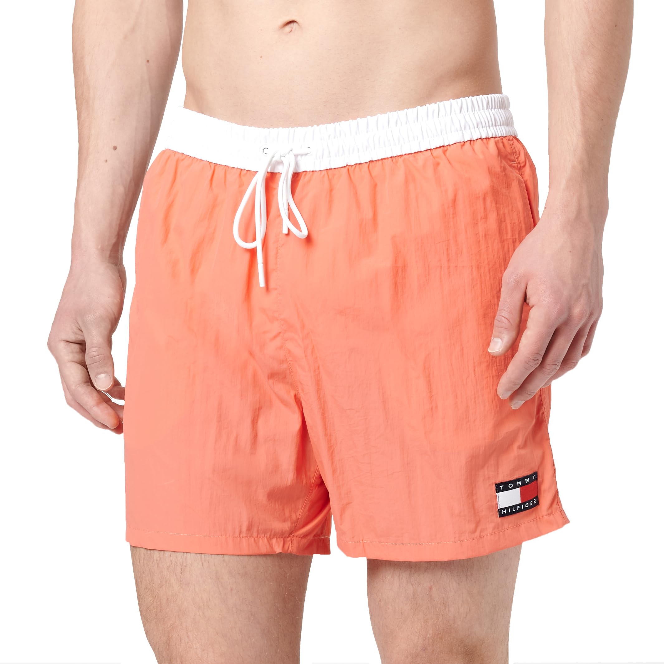 Tommy Hilfiger Men’s Medium Drawstring Swim Shorts, Pink (Pink Poppy), XXL