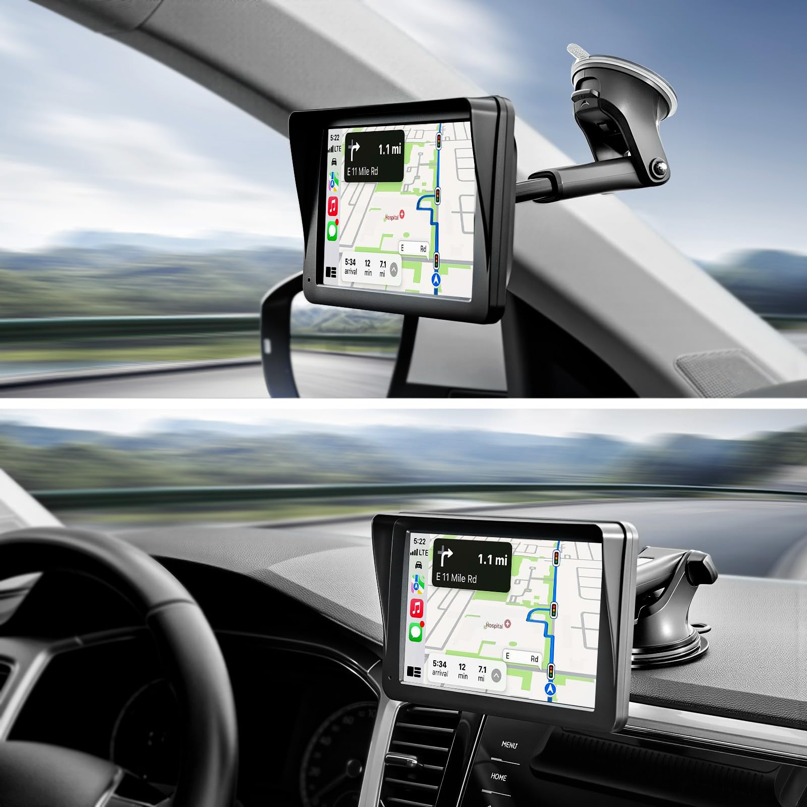 1Zero Soporte de coche con ventosa para monitor portátil