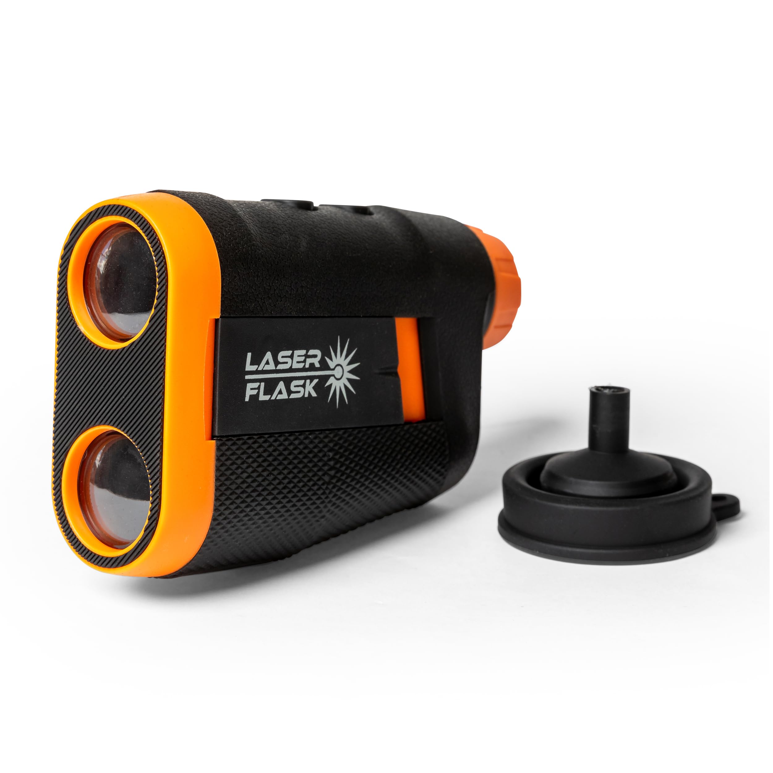 Laser Flask – Golf Flask Shaped Like a Rangefinder, 7oz High-Grade Plastic with Collapsible Funnel, Lightweight and Portable Drink Container – Fun Golf Accessory and Gift for Men