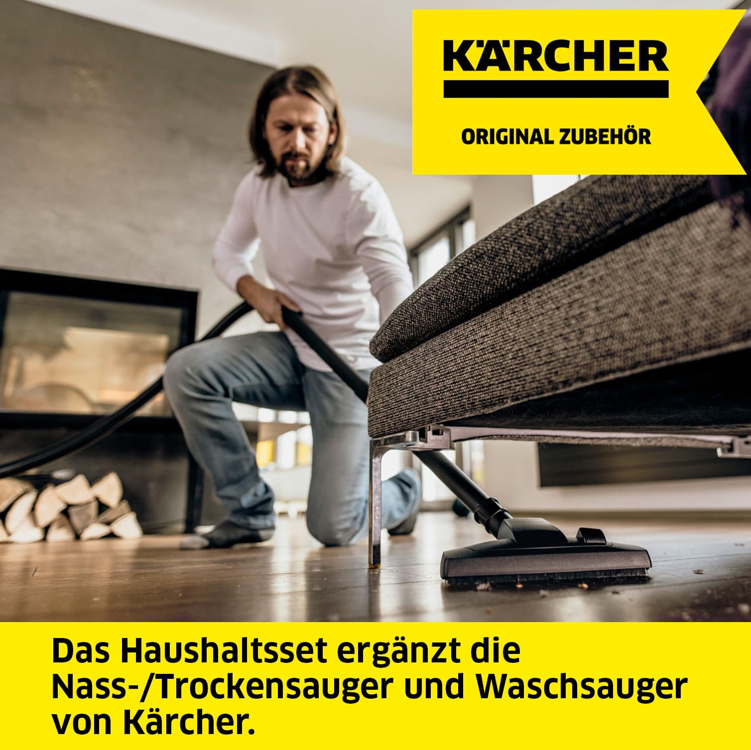 Kärcher Haushaltsset, 1 umschaltbare Bodendüse für Teppich- und Hartböden, 1 Polsterdüse, 1 Parkclip (nur für WD-Sauger), Original-Zubehör für Kärcher WD Nass-/Trockensauger und SE Waschsauger