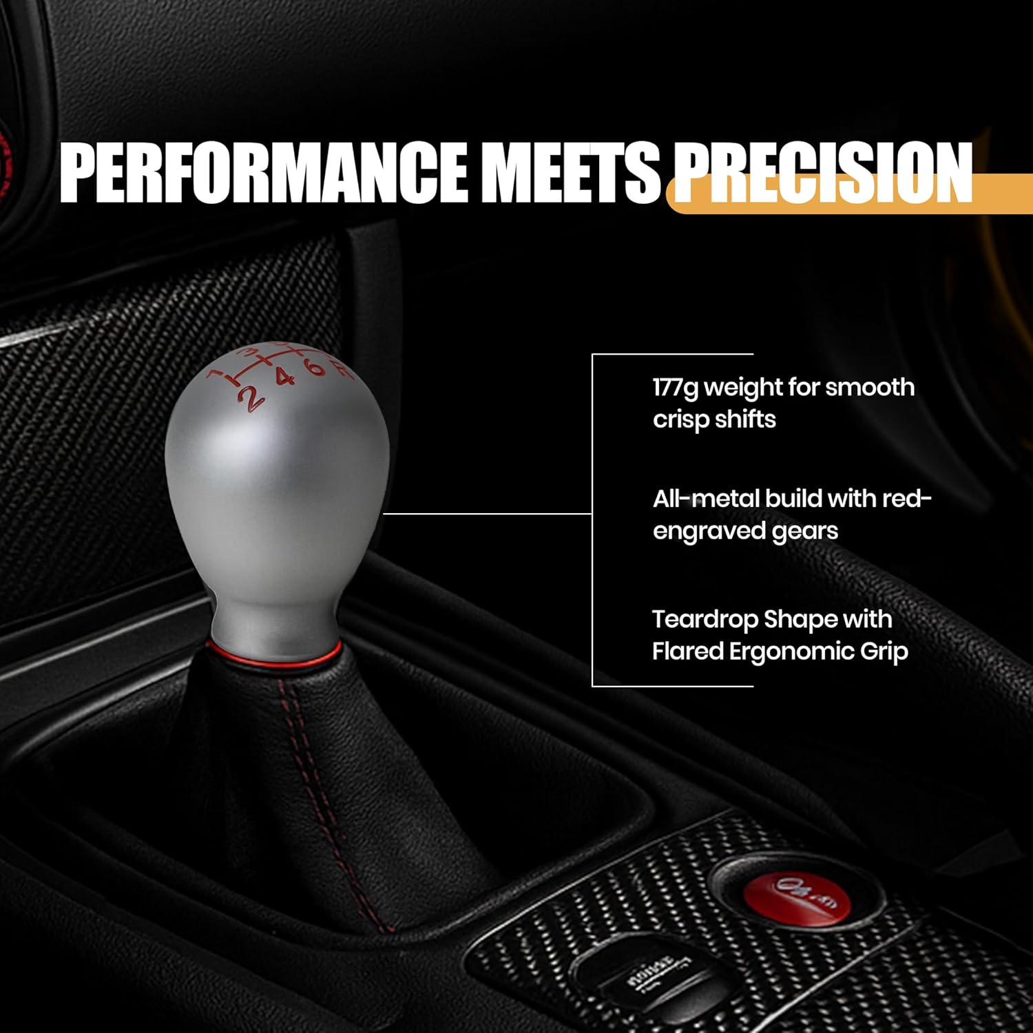 Type R Style Weighted JDM Racing 6 Speed Gear Shift Knob M10 x 1.5 Universal Manual Shifter Knobs Compatible with Honda Civic Fit CRX Prelude Accord S2000 Acura Integra TL TSX FL5 DE5
