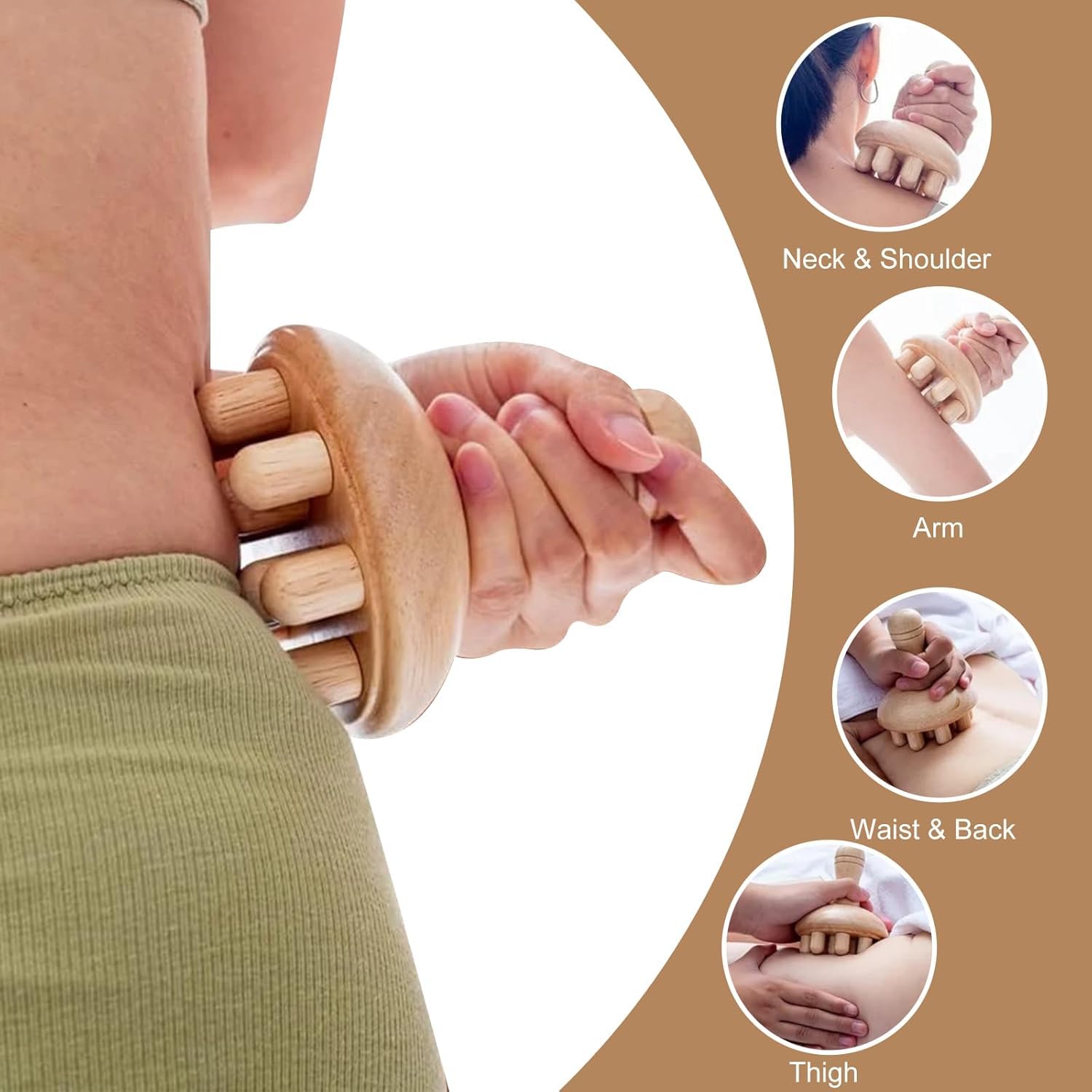 8-teiliges Massagetherapie-Set aus Holz – Lymphdrainage und Körperkonturierungswerkzeuge für Cellulite-Reduktion, Muskelschmerzen, Home Spa Sculpting – Maderoterapia Wellness Kit