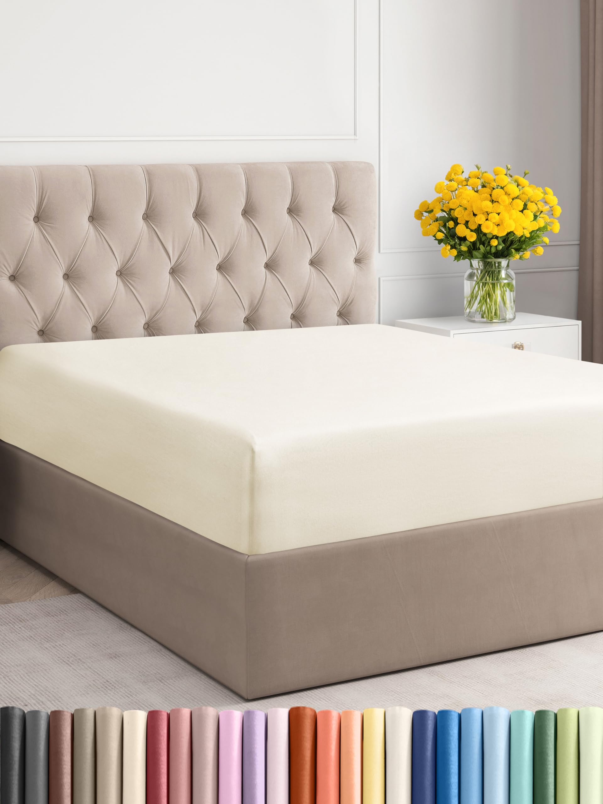 King Fitted Sheet - Single Fitted Sheet Only - Deep Pockets - Off White