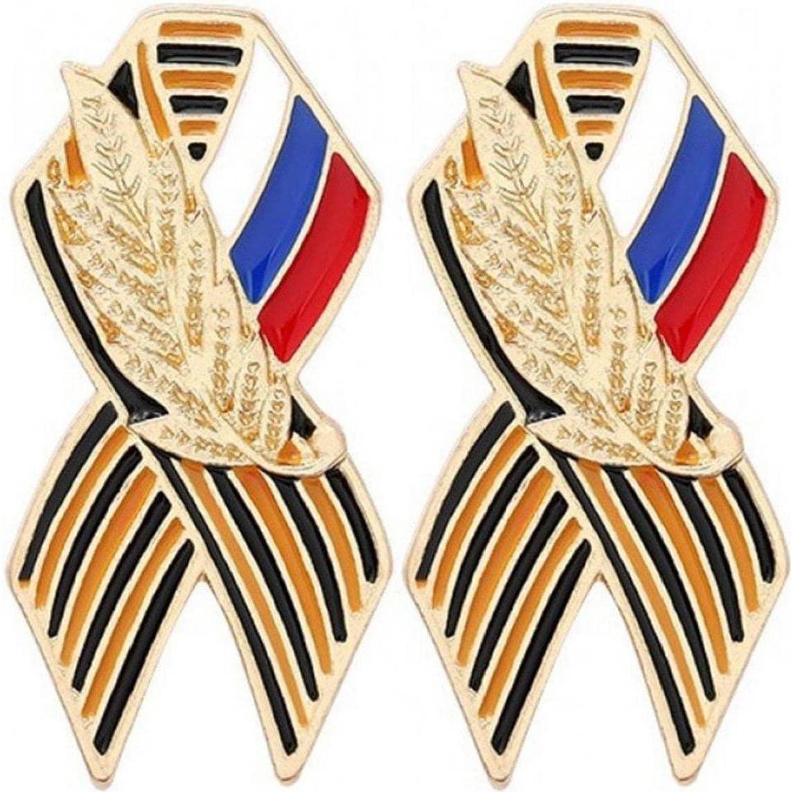 Pinicecore As Show Russian Flag Pin Badge Ribbon Ear Of Wheat Metal Lapel Pin Brooch Saint George Victory Day Lapel Pin Festive History Memory Symbol Sign Gifts