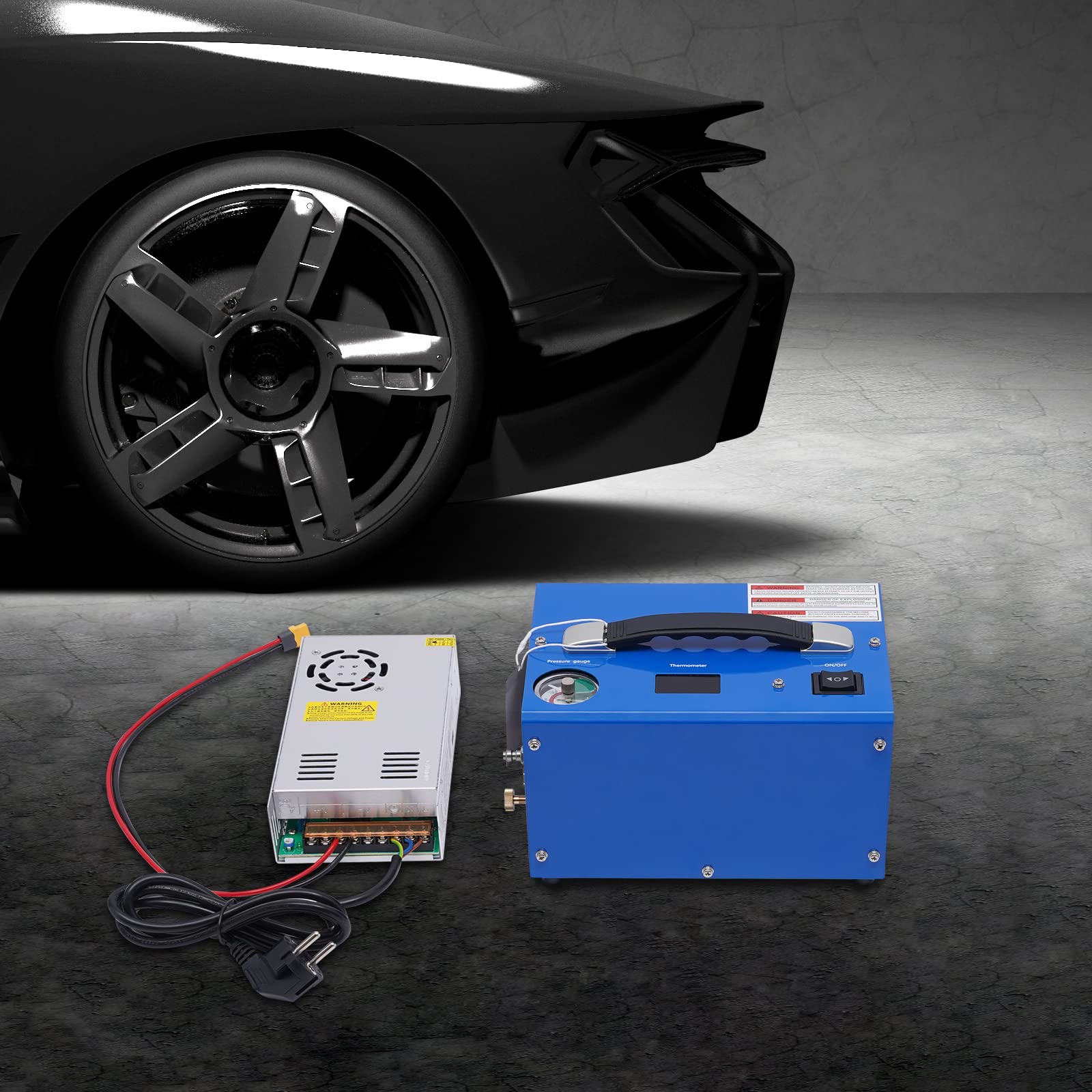 Compresor de aire de alta presión versión con apagado automático, 30 MPa/300 bar, compresor de aire, bomba de 12 V, 250 W, PCP, portátil, 4500 PSI, funciona con tanques de 200-1000 cc capacidades de