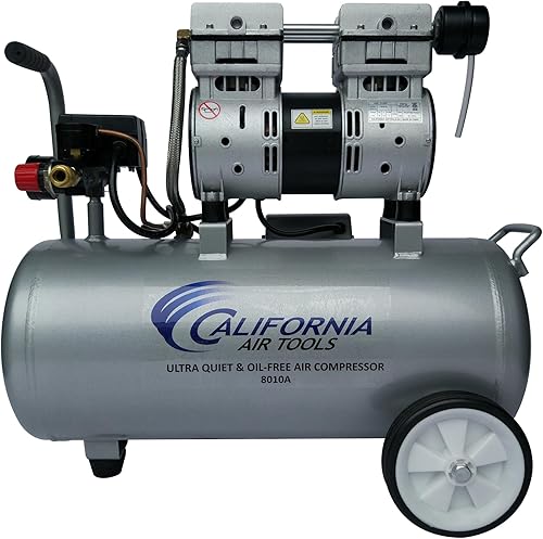 Miniatura 7 de California Air Tools CAT-4710W 1.0 HP Compresor de aire silencioso y sin aceite con ruedas, tanque de acero de 4.7 galones, nivel de ruido de 75