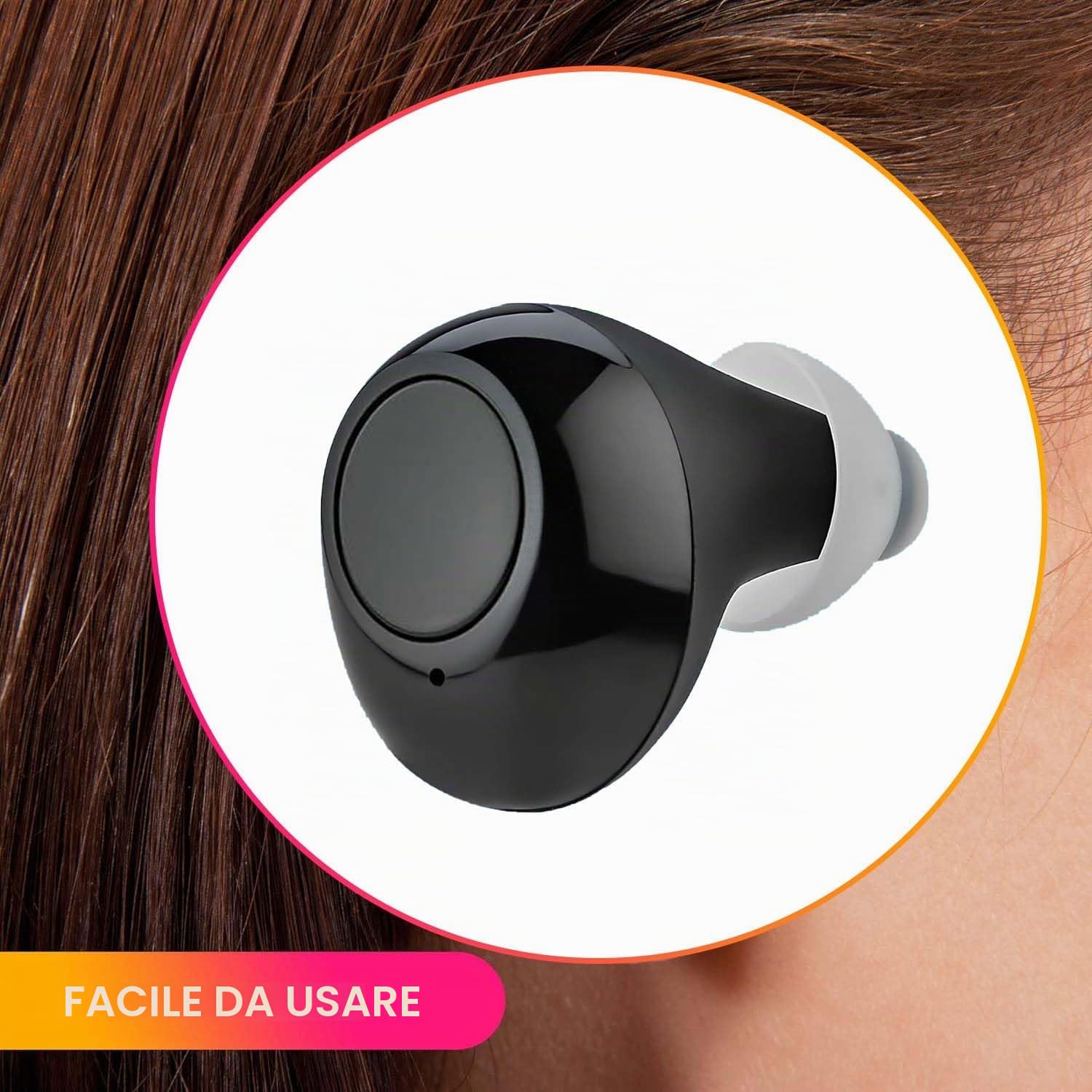 MEDca Premium Dispositivo audio personale nell'orecchio di nuova generazione con riduzione del rumore Set da 2 pezzi ITE ricaricabile, custodia di ricarica portatile Sound Assist per adulti e anziani