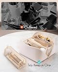 Vlando Large Capacity Travel Makeup Bag - Makeup Bag Travel Toiletry Bag for Women, PU Leather Waterproof Cosmetic Bag, Beige