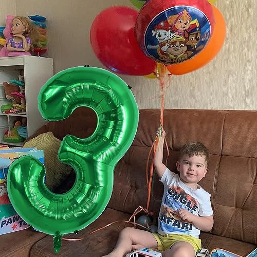 Vista 21 de TONIFUL Globo digital 2 verde de 40 pulgadas para decoración de cumpleaños, boda, fiesta de aniversario Número 2