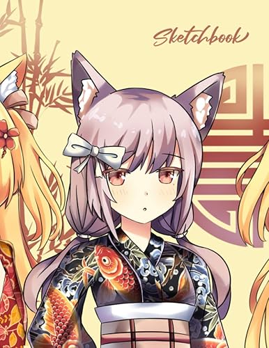 Anime Sketchbook: Japanese Manga Koi Cat Girl - Large Blank Sketchbook for Drawing, Writing, Painting or Sketching - 8.5" x 11" - 110 Pages (Anime Drawing Supplies)