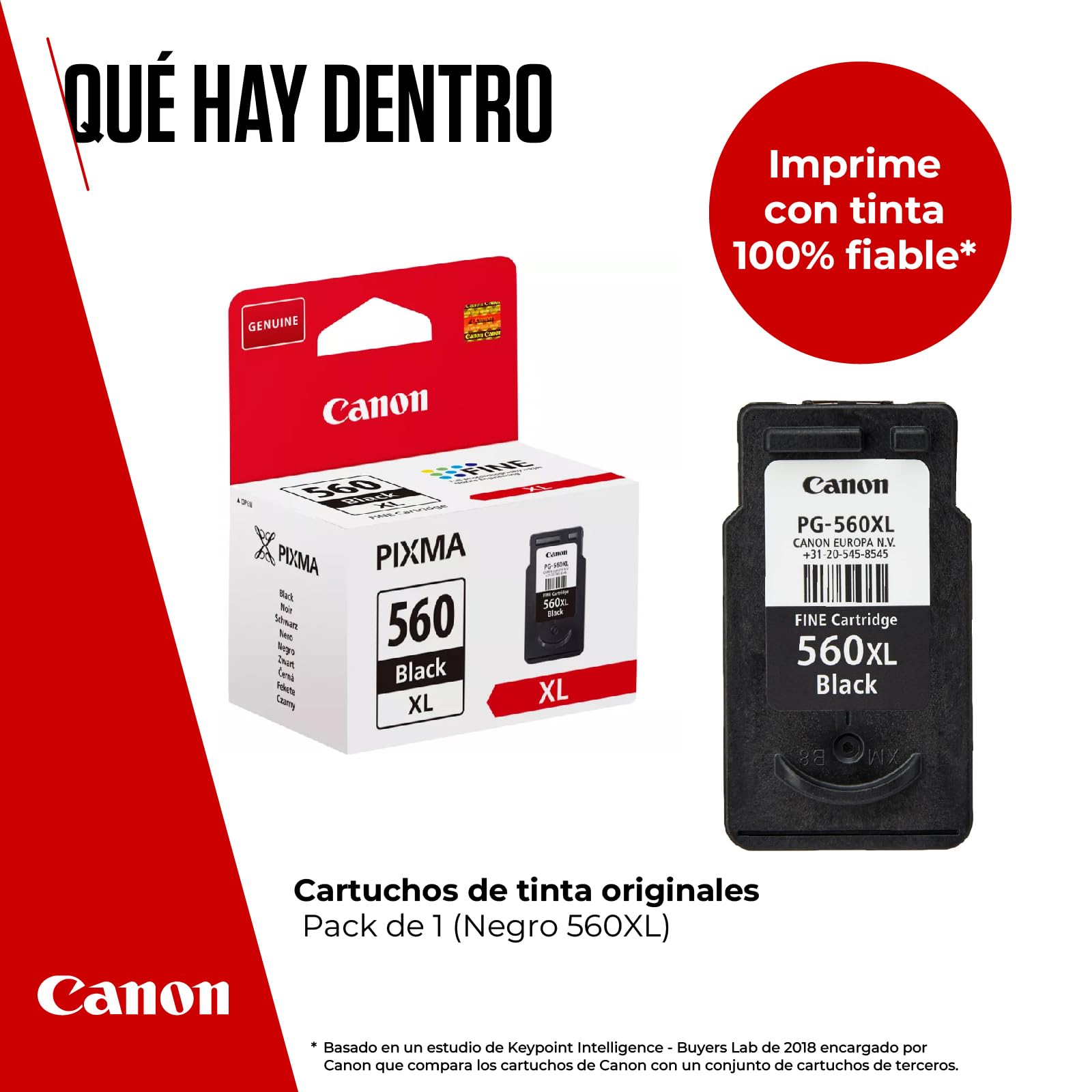 Cartucho de Tinta Negra de Alto Rendimiento Canon PG-560XL Original - Imprime hasta 400 Páginas A4 (1 Cartucho)