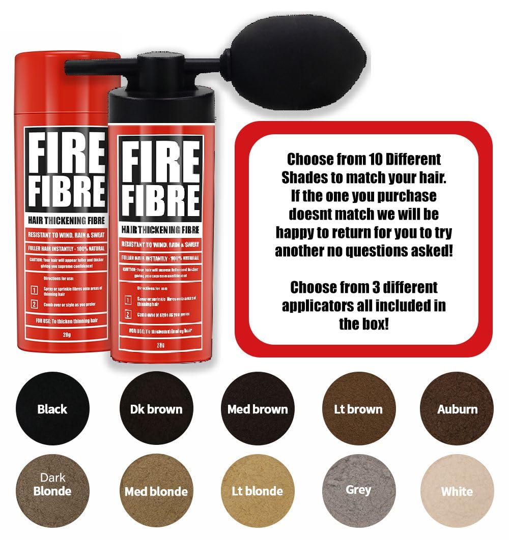 FIRE FIBRE Hair Fibres for Thinning Hair Undetectable & Natural, 28g Bottle, Completely Conceals Hair Loss Instantly - Image 3