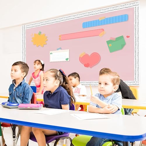 Miniatura 4 de Outus Tablero de anuncios magnético de 68.9 pies con borde de garabatos y puntos, tira magnética, tira magnética para decoración de tablones y