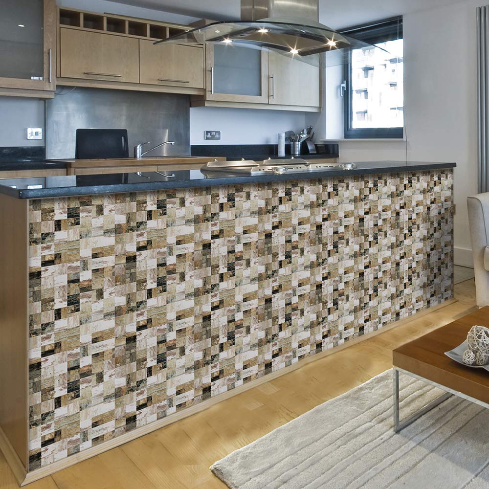 10 Pezzi Pellicole Adesive Per Mobili E Pareti, Hiser Impermeabile Mosaico Marmo Stile Adesivo Da Parete Formato Autoadesivo Rotoli Carta Per Cucina Bagno Casa Decorativo (Bronzing,20x20cm - 9