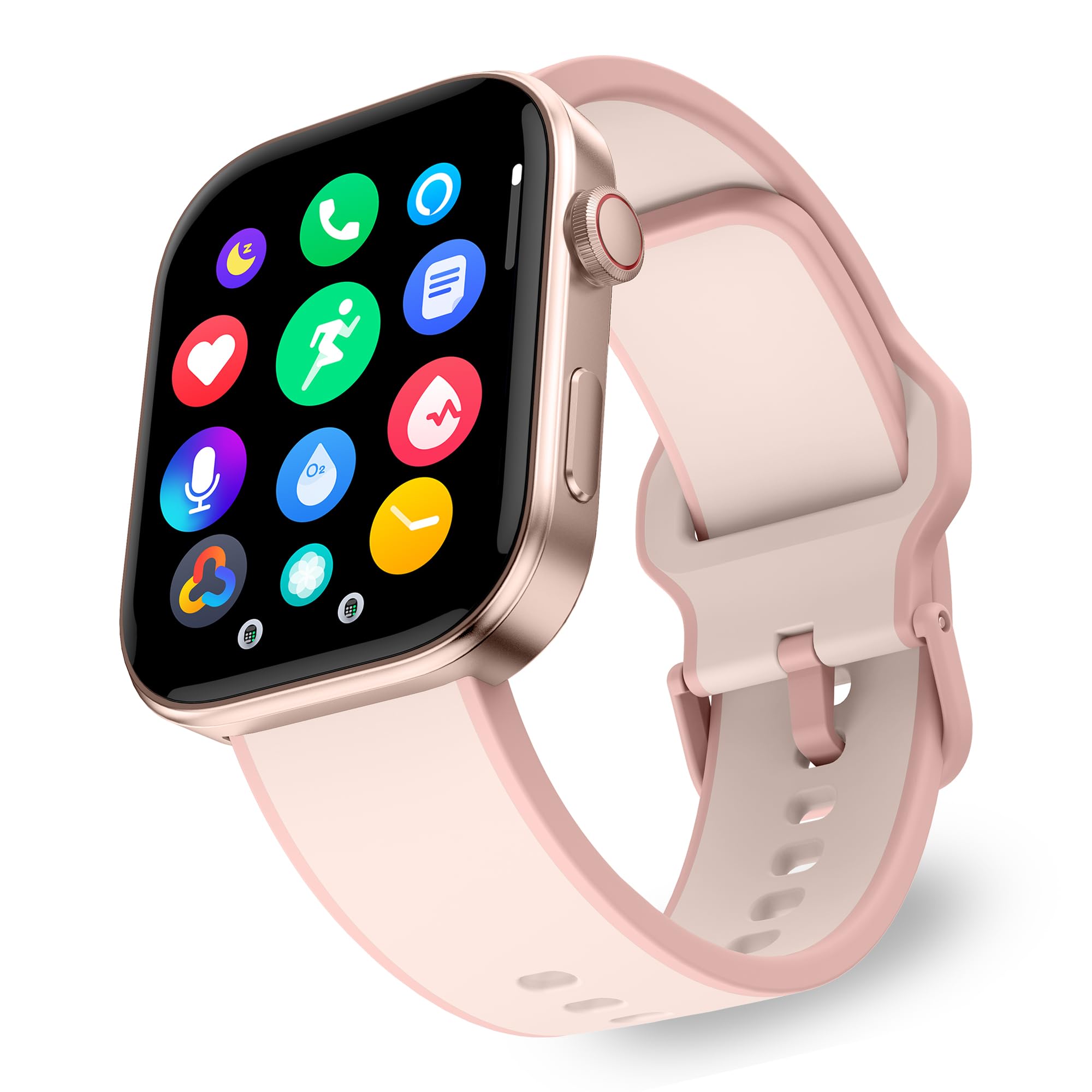 OCTANDRA Beyond VeryFit Smart Watch for Men Women 1.99" AMOLED Screen AI Voice 3ATM Fitness Tracker Watch Heart Rate/Blood Pressure/Oxygen Saturation/Stress/Step/Sleep Monitor (GTX12) (Pink)