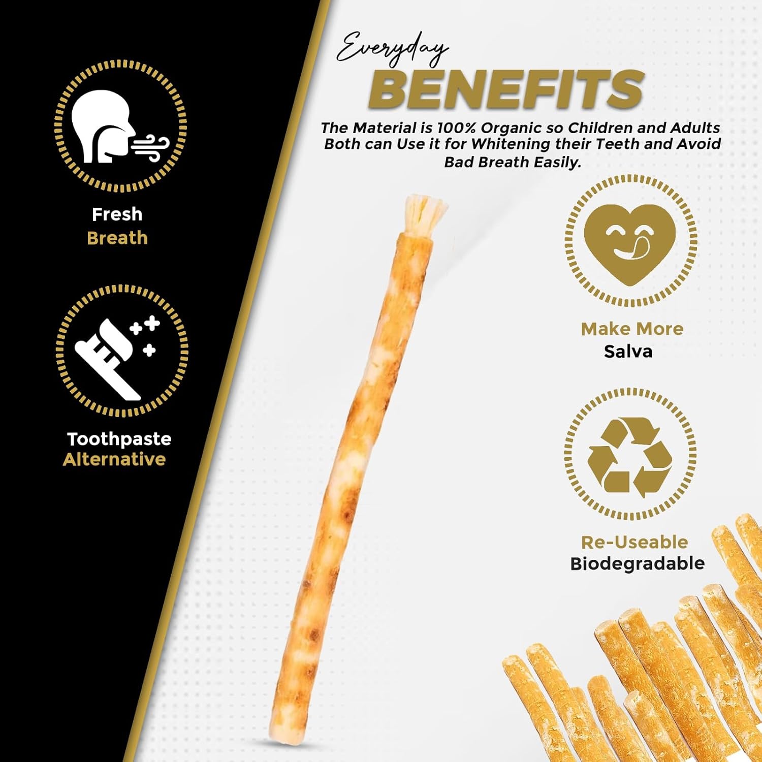 Miswak Stick for Teeth, Sewak Sticks Toothbrush - Vacuum Sealed Natural Chewing, Natural Flavored Siwak Toothbrush, Siwak Sticks for Teeth Whitening(Pack of 12)