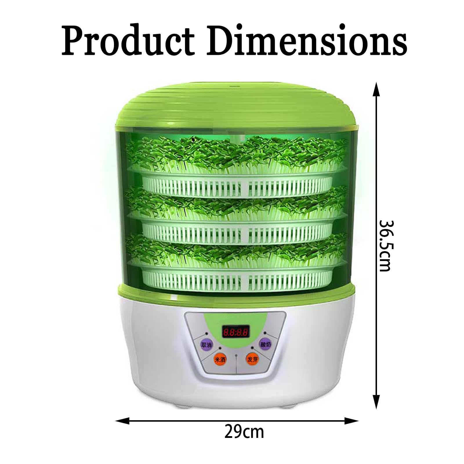 Macchina automatica per germogli di fagioli con serbatoio d'acqua da 1,25 l, spray automatico a 360 °, strumenti elettrici per la germinazione dei semi per la coltivazione domestica