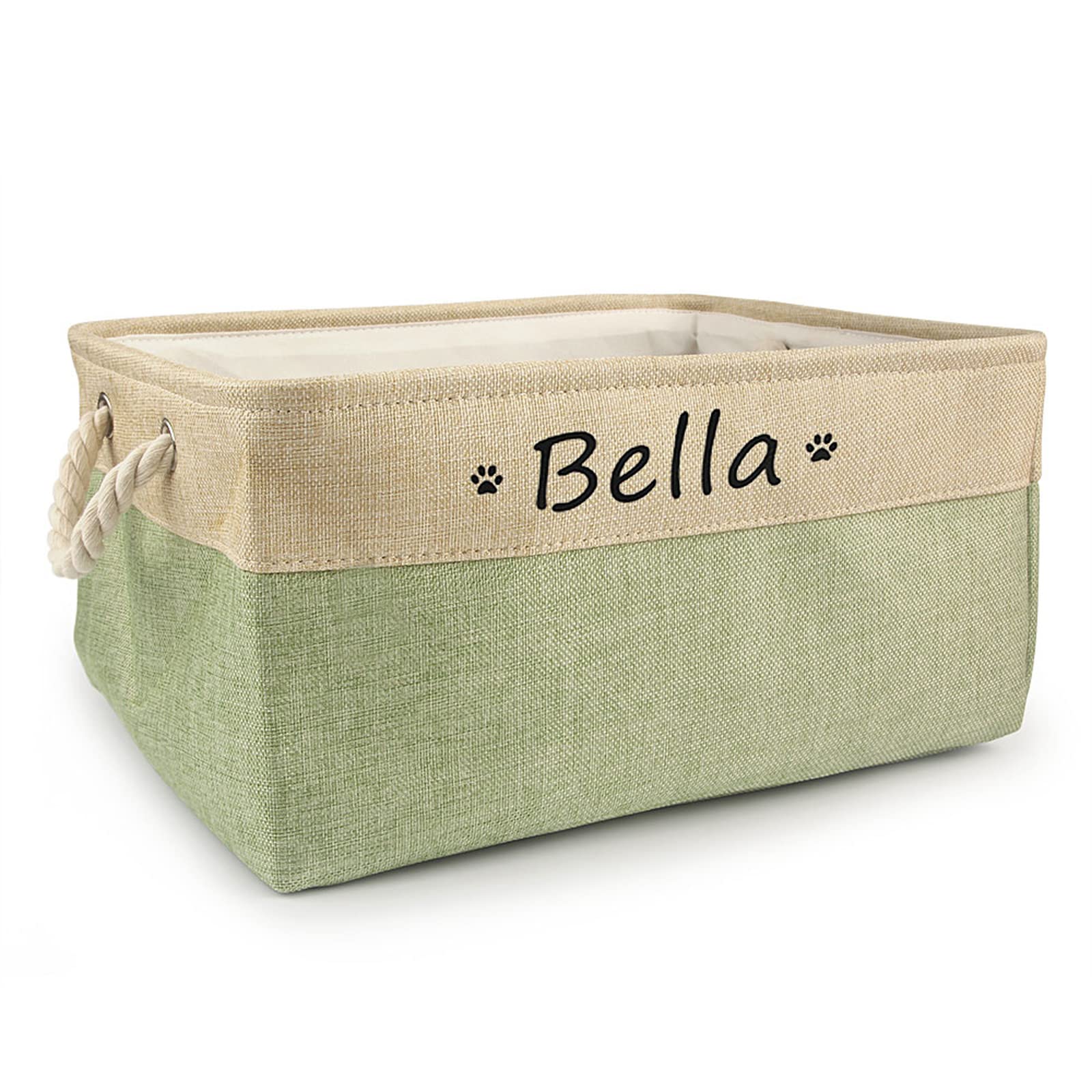 CZD Dog Toy Box Personalised Name,Personalised Dog Toy Box,Dog Storage Box,Dog Stuff,Dog Baskets,Dog Food Storage Bin,Dog Toy Box Storage,Dog Toy Basket (L 41X32X21cm,green)