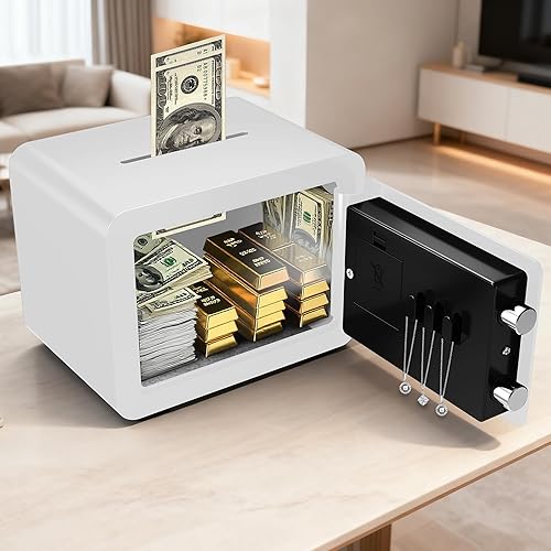 Miniatura 4 de Pequeñas cajas fuertes para el hogar, caja fuerte pequeña con ranura para monedas, cajas fuertes personales para dinero, documentos en efectivo,