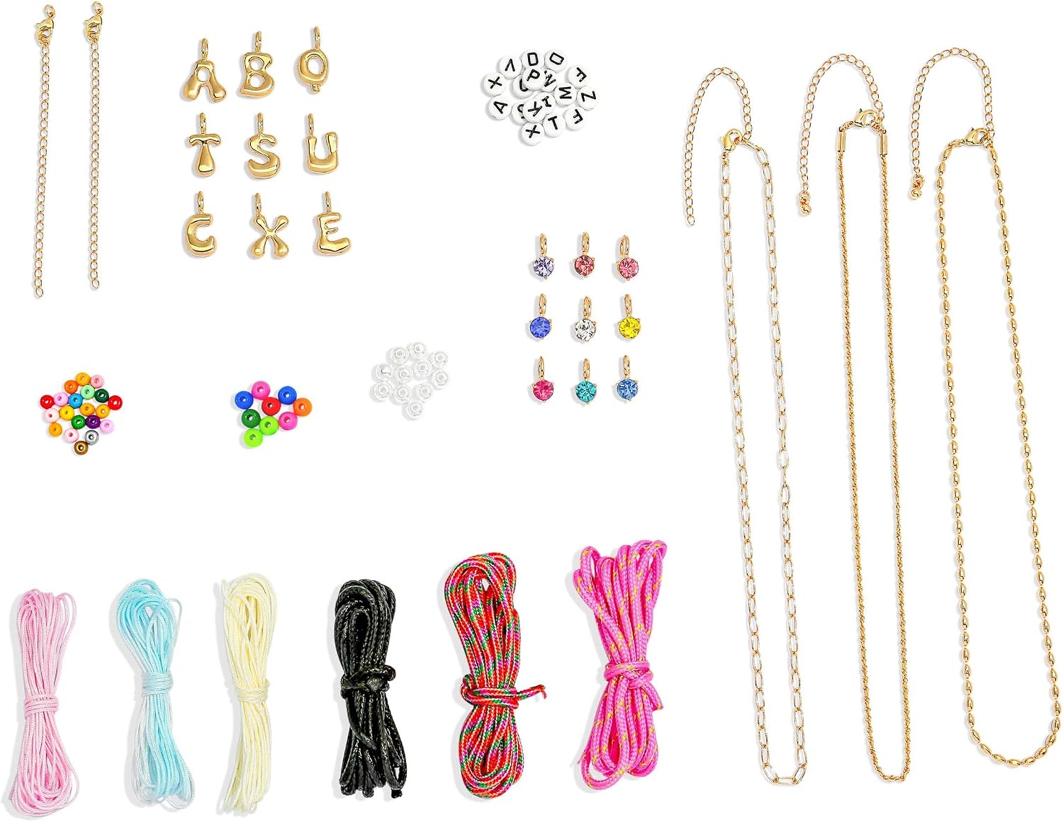 MYCUTEY Necklace & Bracelet Making Kit for Women DIY Jewelry Making Supplies with Letter Beads,Birthstone Charms Colorful Beads Custom Initial Necklace Beaded & Cord Bracelet Kit DIY Craft Gifts