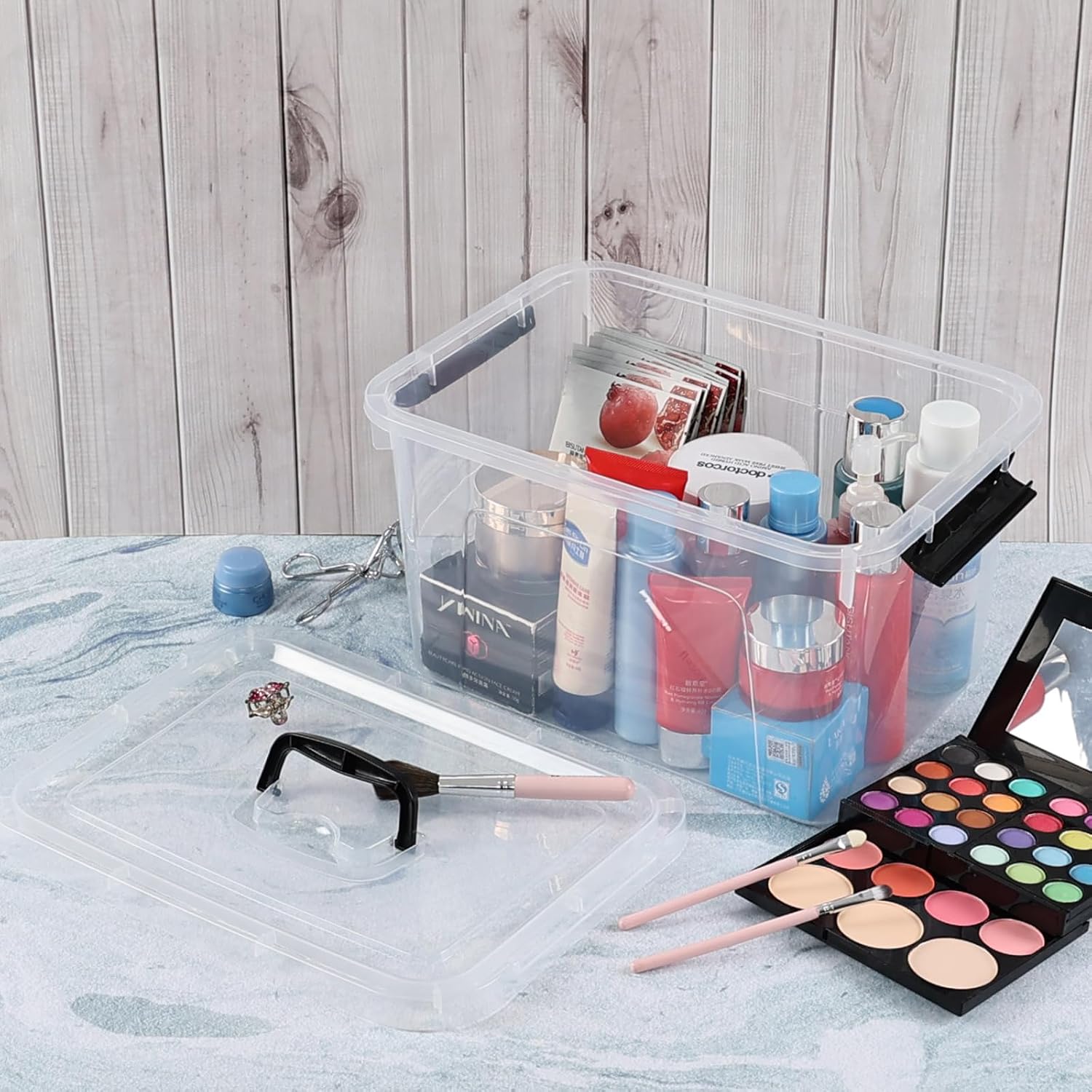 10 L Clear Plastic Storage Bin with Handle, Latching Storage Box Bin with Lid, 1 Packs