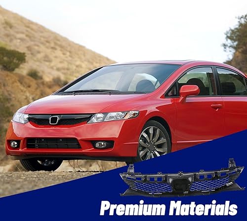 Miniatura 5 de Piezas de recambio Parrilla delantera Asamblea Negro Shell e parte movible compatible con Honda Civic 2009 2010 2011 Sedan