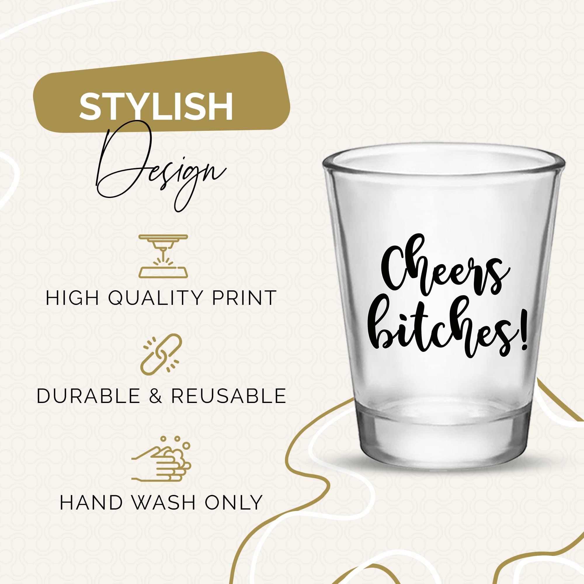 Cheers es! - Vasos de chupito para niñas, 1.7 onzas, juego de 12 vasos de chupito perfectos para mujeres, vasos de chupito para despedida de soltera, divertidos vasos de chupito para adultos, vasos de
