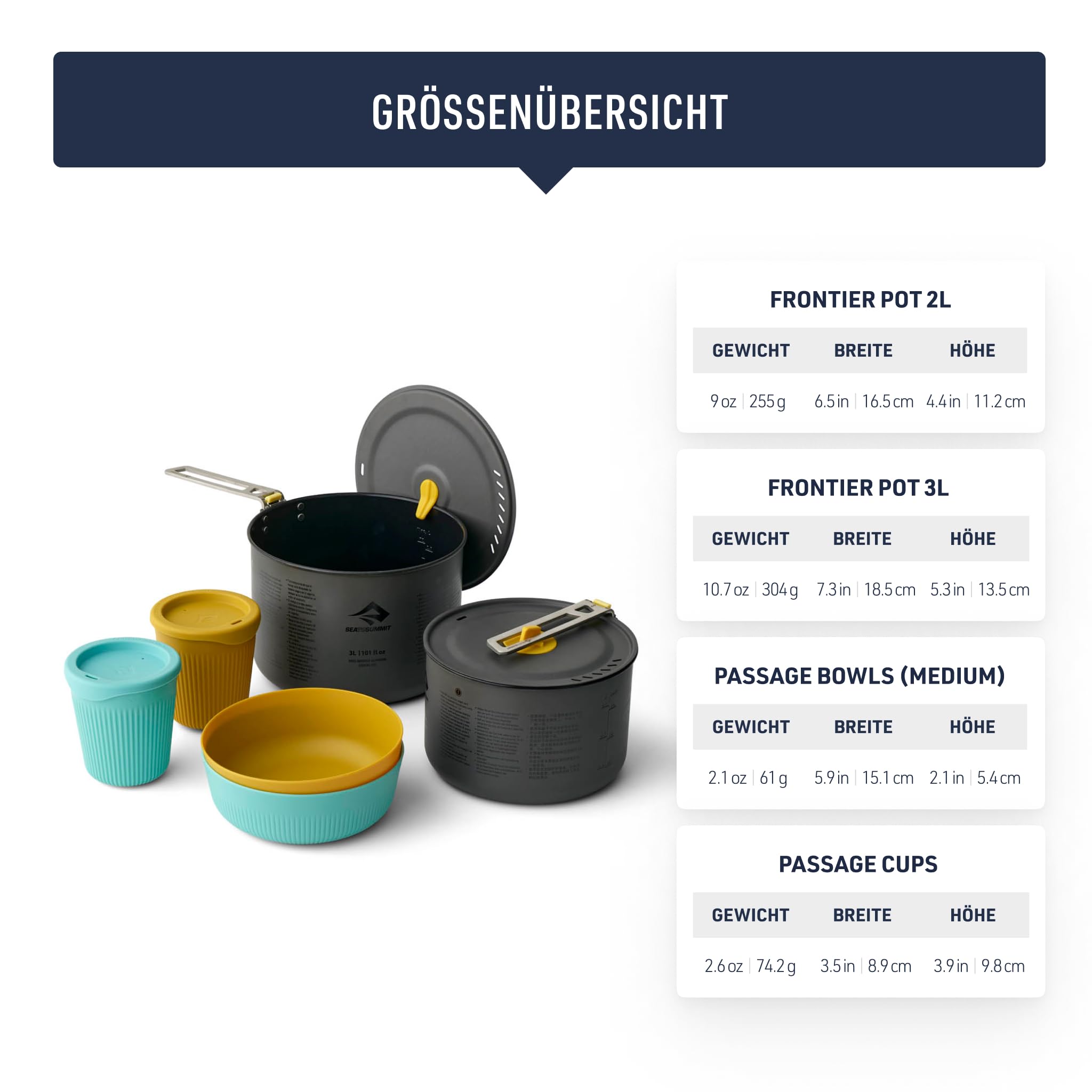Sea to Summit Frontier Ultraleichtes Kochset mit zwei Töpfen für Camping