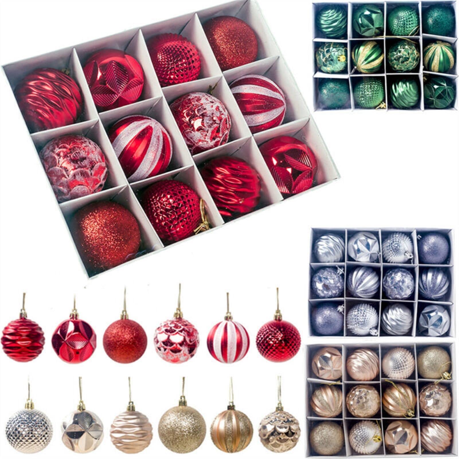 RWRAPS Weihnachtskugeln, Weihnachtsbaum-Dekor, Kugel, Weihnachtsfeier, hängende Kugel, Ornament, Dekorationen, Zuhause, Weihnachtsdekoration, Geschenk, 12 Stück/Los, 55 mm (Farbe: Silber) (blau)