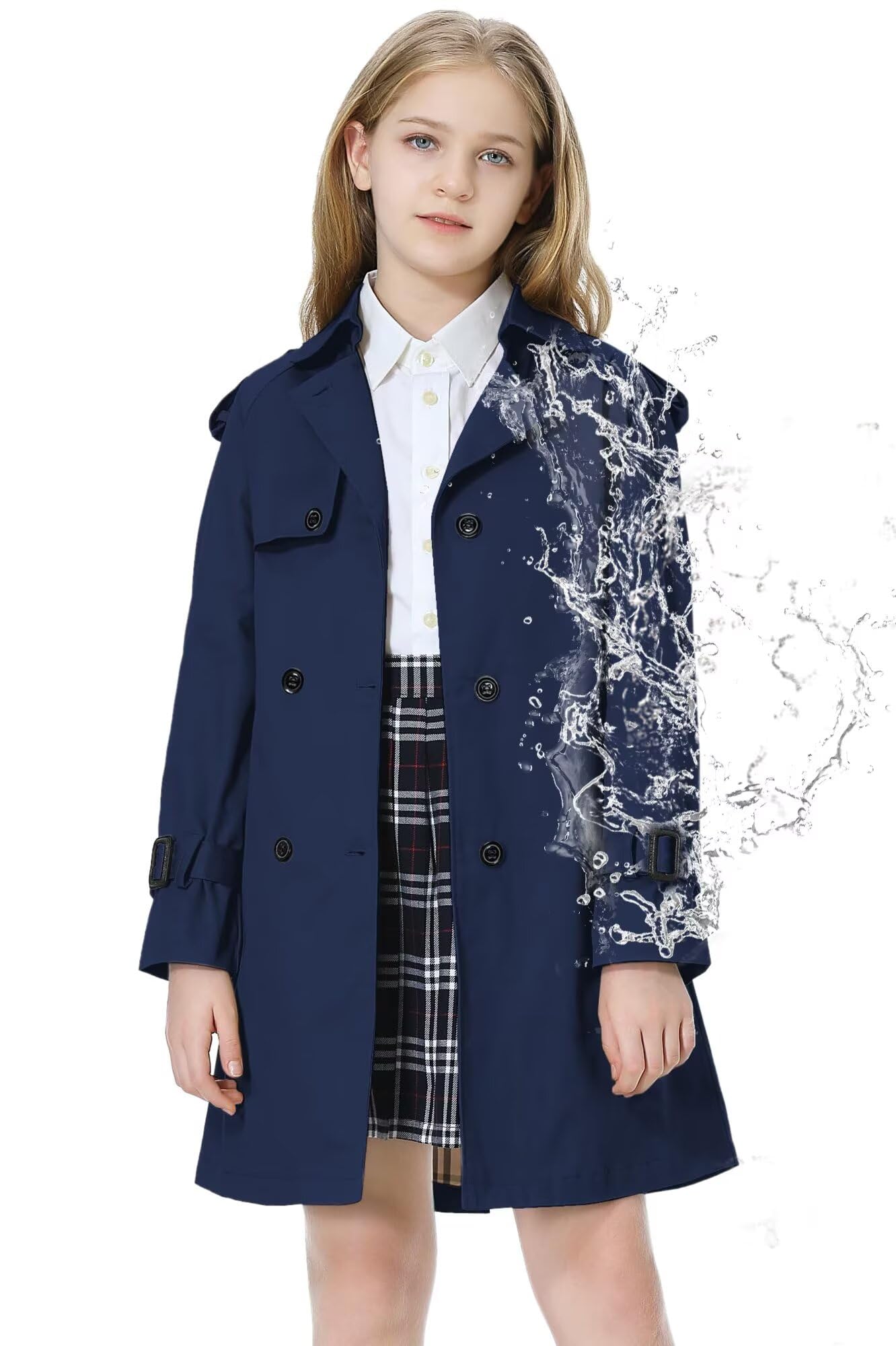 Betusline Girls Trench Coat Double Breasted Outerwear Raincoat