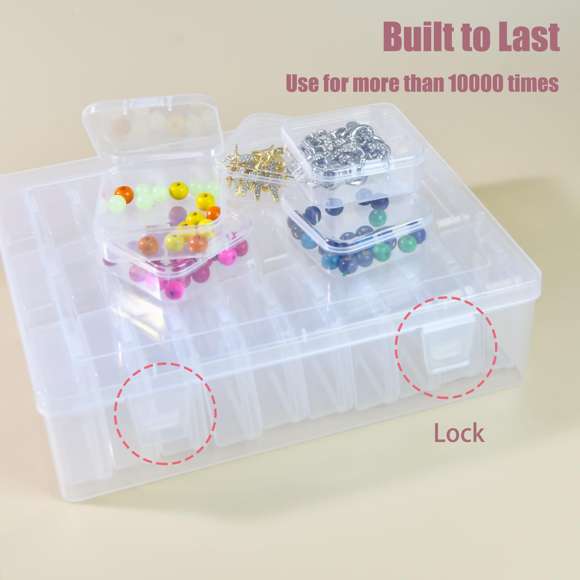 Caja organizadora de cuentas, 30 organizadores de cuentas pequeñas con cajas de plástico de almacenamiento, mini cajas transparentes de almacenamiento de cuentas con tapa con bisagras para hacer