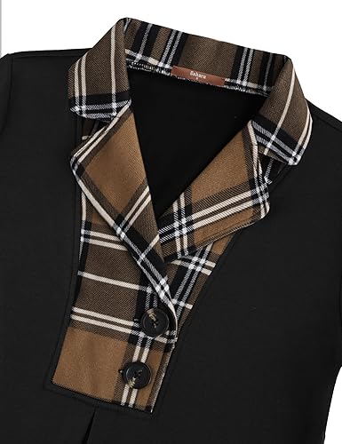 Miniatura 4 de Gaharu - Sudadera con solapa de muesca para mujer, tipo túnica, manga larga, con botones, sudadera holgada, parte superior