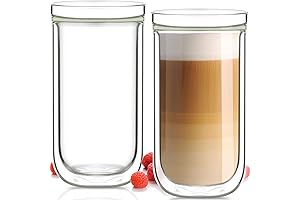 Aquach Insulated Glass Coffee Mugs (Set of 2, 16 oz) - Double...