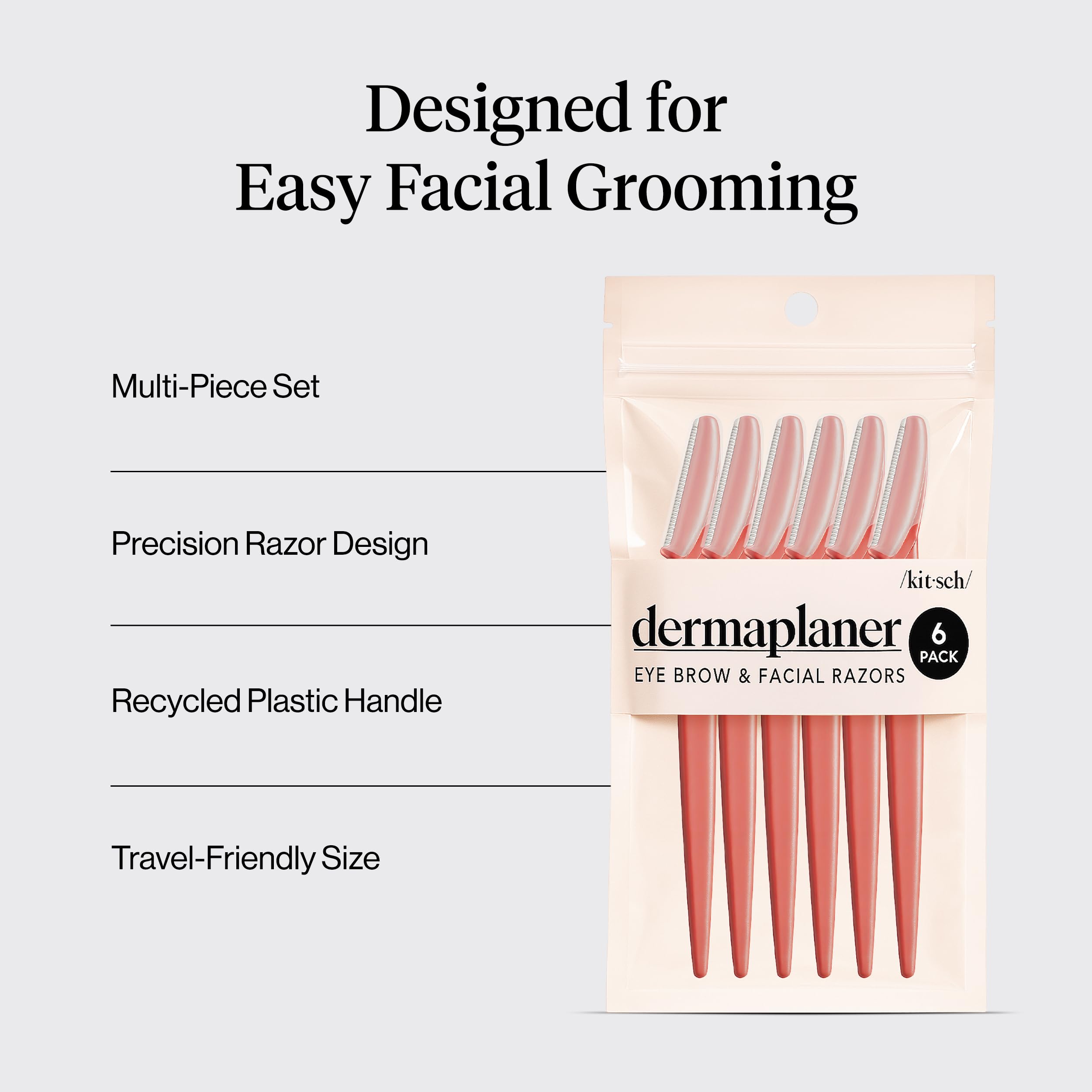 Kitsch Dermaplane Razor for Women Face – Coral, 6 pcs view 3