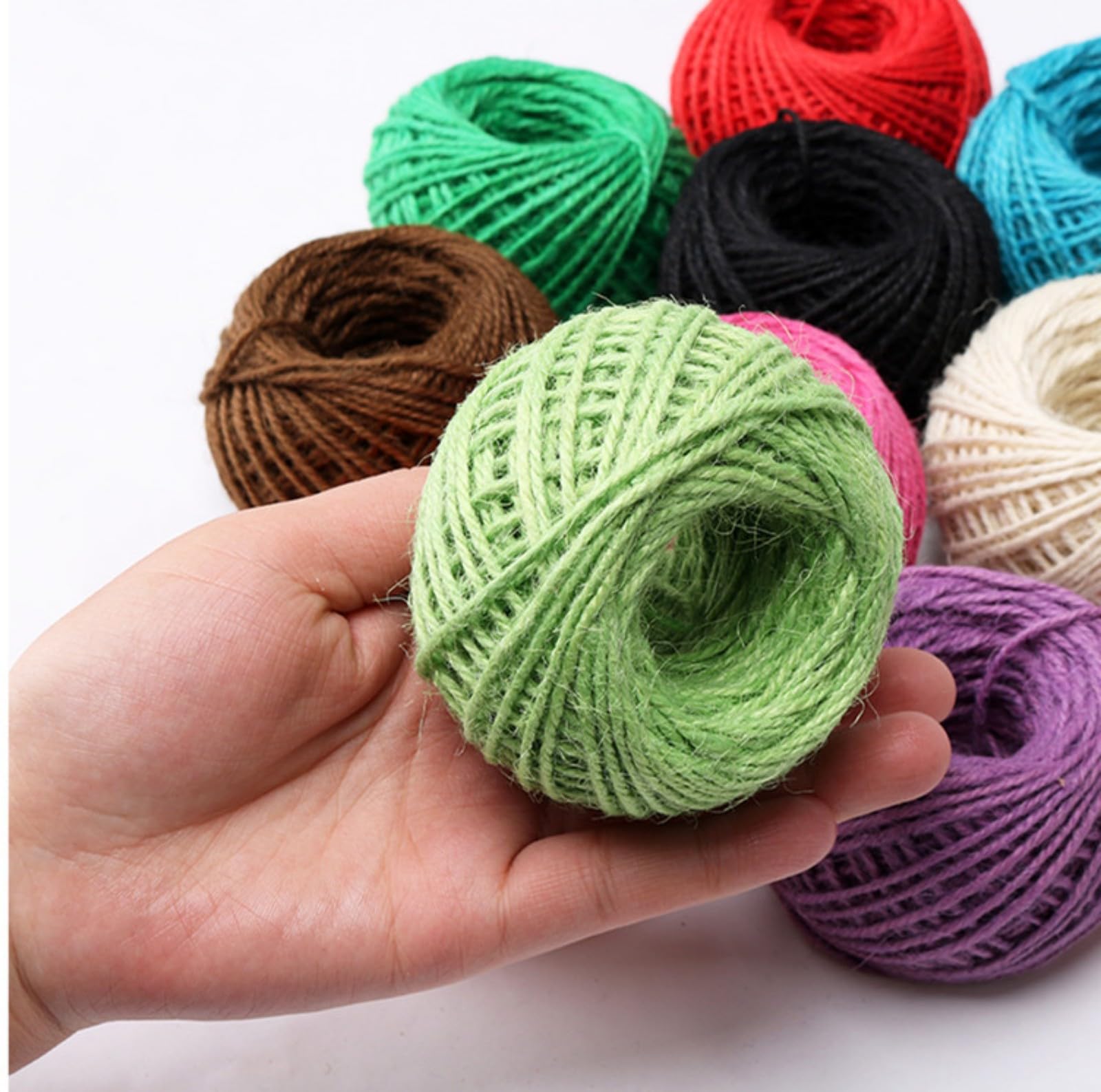 CHUANGOU 12 Rolls Colorful Jute Twine, 25m/roll, 300m Total, 3 Ply, 2mm Diameter, Multicolor, Colour - Image 2