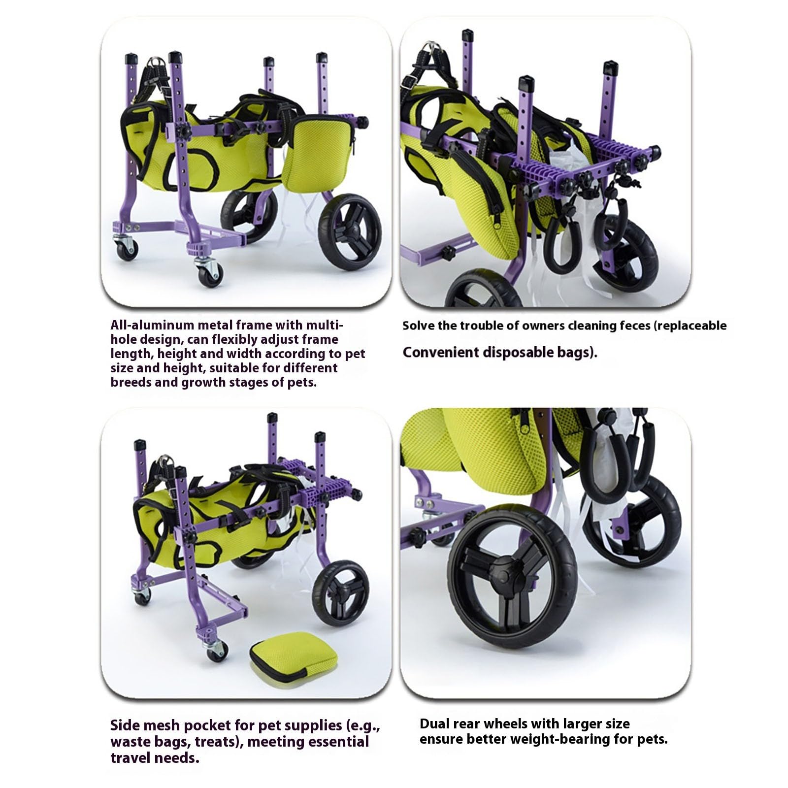 Rollstuhl für behinderte Hinterbeine, verstellbare Katzen-/Hüftbandage, Beinstütze, Wagen, Hunde-Rollstuhl für behinderte Beine, Gehen, Mobilität, leichter Rollstuhl für ältere Verletzte, Lähmungen