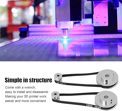 Miniatura 3 de Juego de polea de sincronización de aluminio de rueda síncrona, 20 dientes, 60 dientes con 11.024 in de longitud, 0.236 in de ancho, correa de
