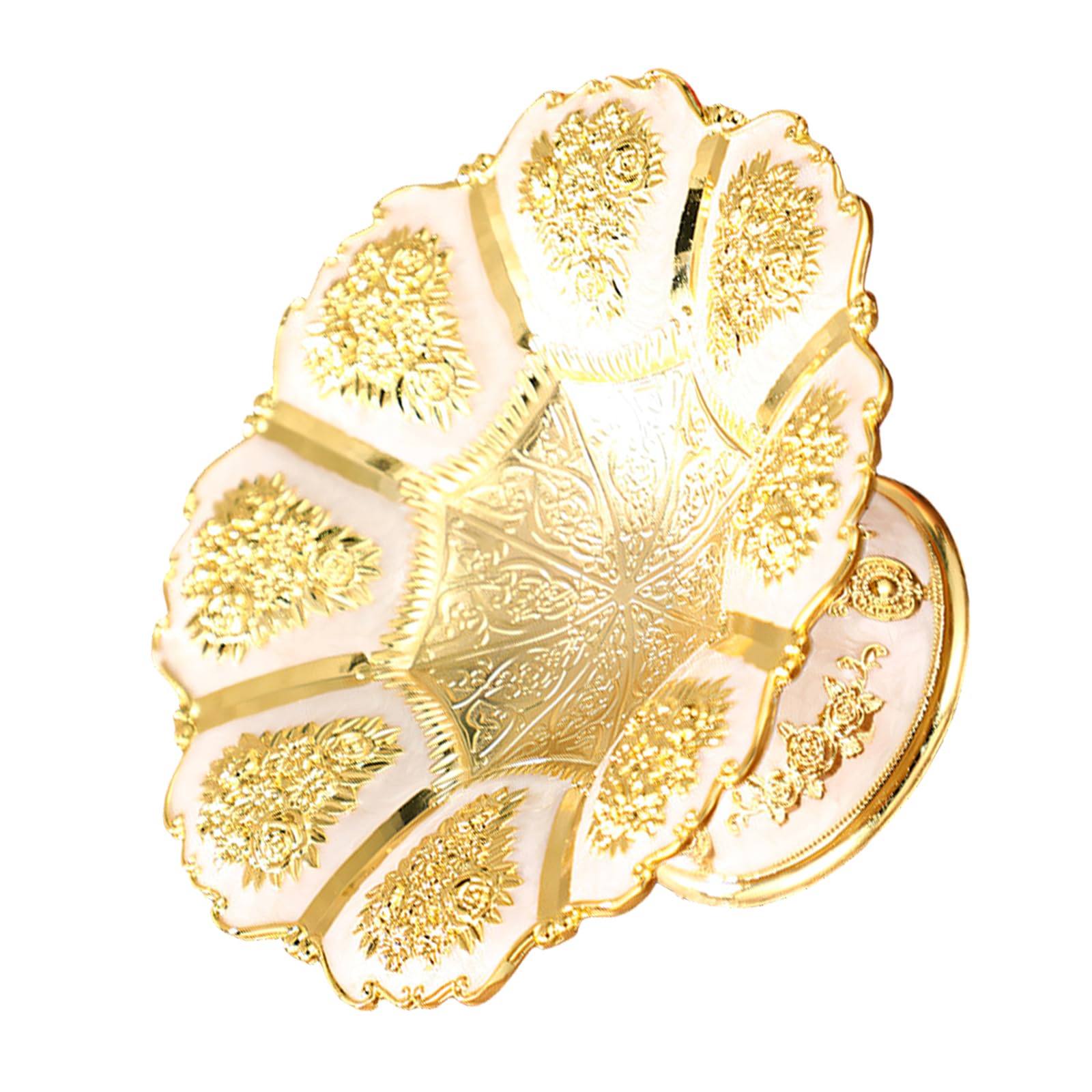 MALSSE European Charm Metal Fruit Bowl with Intricated Pattern Detail for Dining Table Decoration and Snacks Serving Elegant Dessert