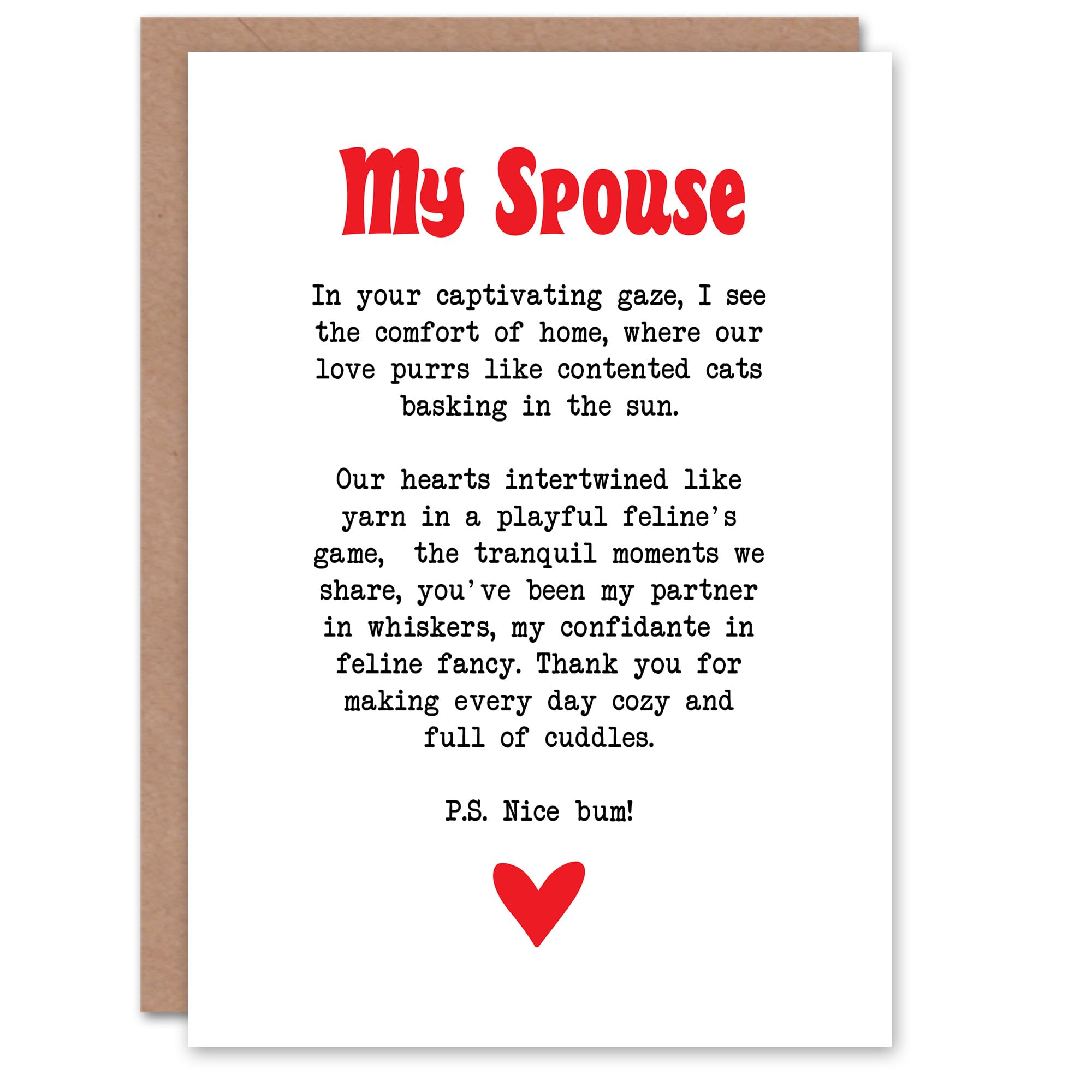 Greeting Card Love Poem Cat Lover Spouse Romantic Poetry Fun Anniversary