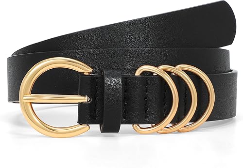 XZQTIVE Cinturón negro y dorado para mujer, talla grande, para pantalones, jeans, cinturón moderno y elegante, cintura de 29 a 55 pulgadas