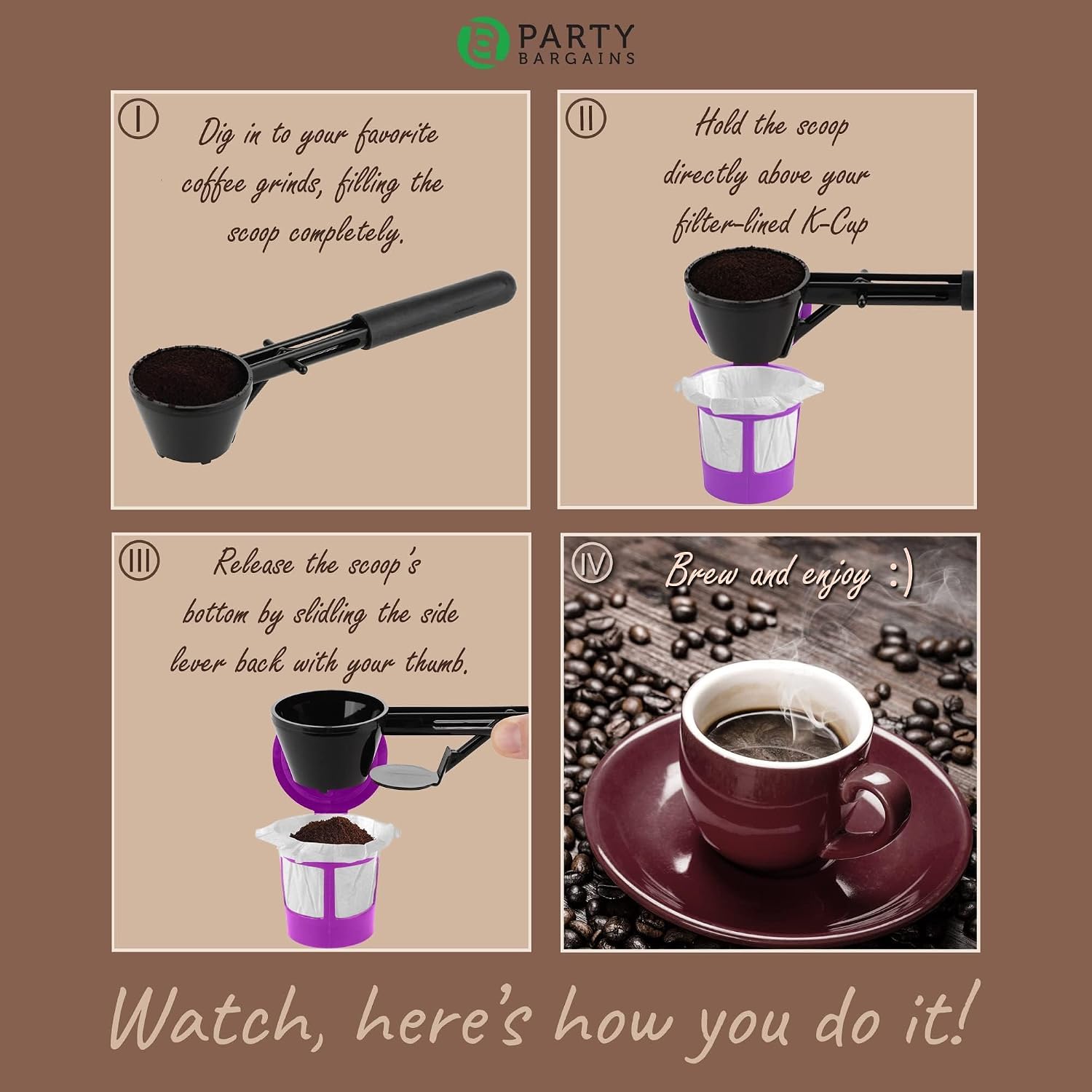 Coffee Scoop Funnel for K-Cups Reusable, Coffee Spoon Accessories for Keurig Brewers & Other Refillable Capsules, Dark Black image 5
