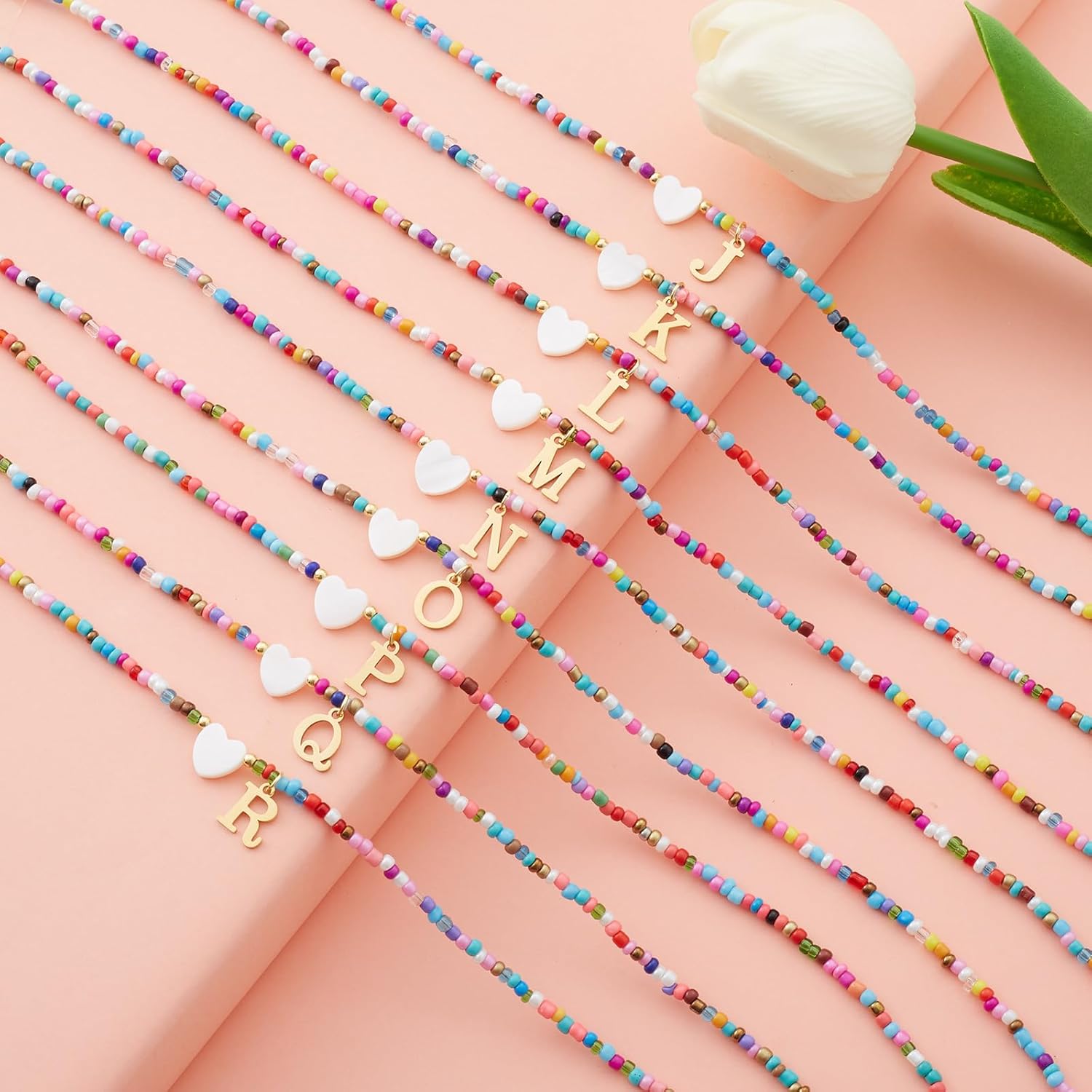 Seensea 26 Letters A to Z Initial Necklace for Women - Colorful Beaded Handmade Choker Rainbow Initial Boho Style - Gift for Women - Image 4