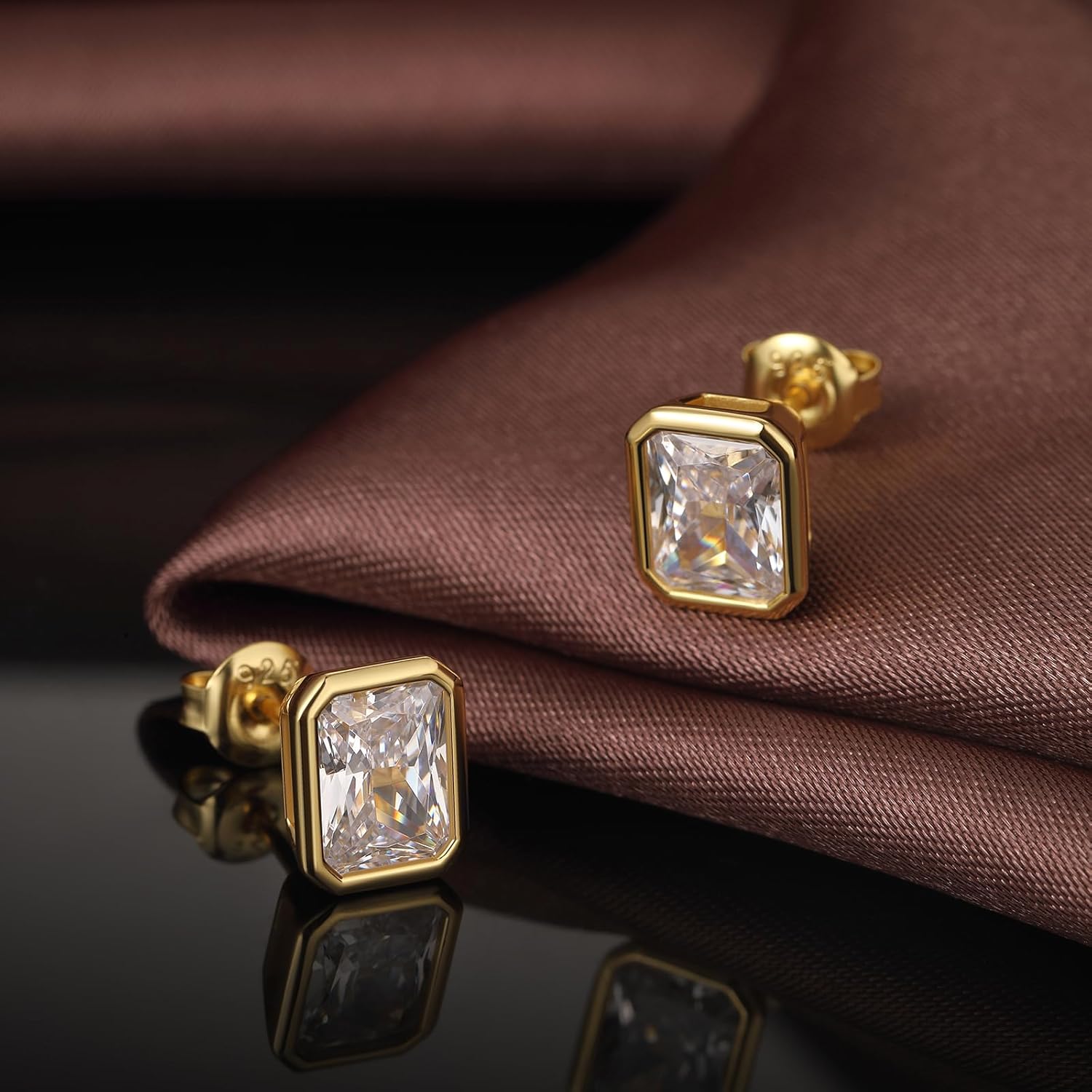 18K White Gold Plated Simulated Diamond Sparkly Stud Earrings 925 Sterling Silver 5A CZ Cubic Zirconia Size Small/Medium/Large Fine Jewelly for Women Men - Image 5