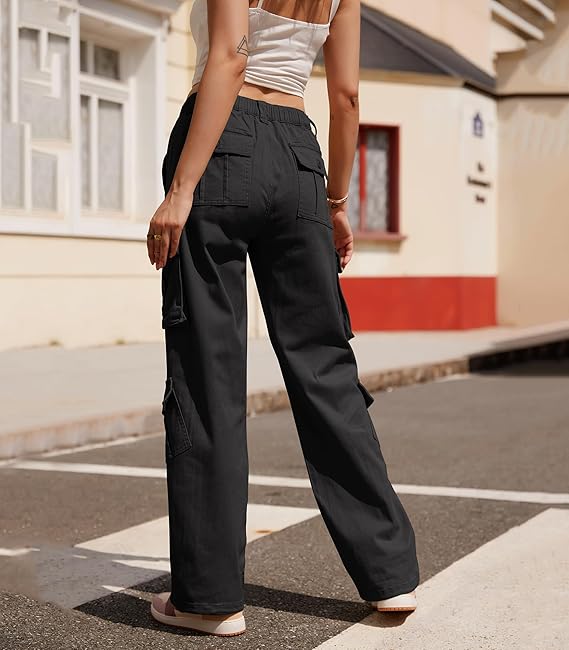 ZMPSIISA Women Pants High Waisted Cargo Pants Combat Military
