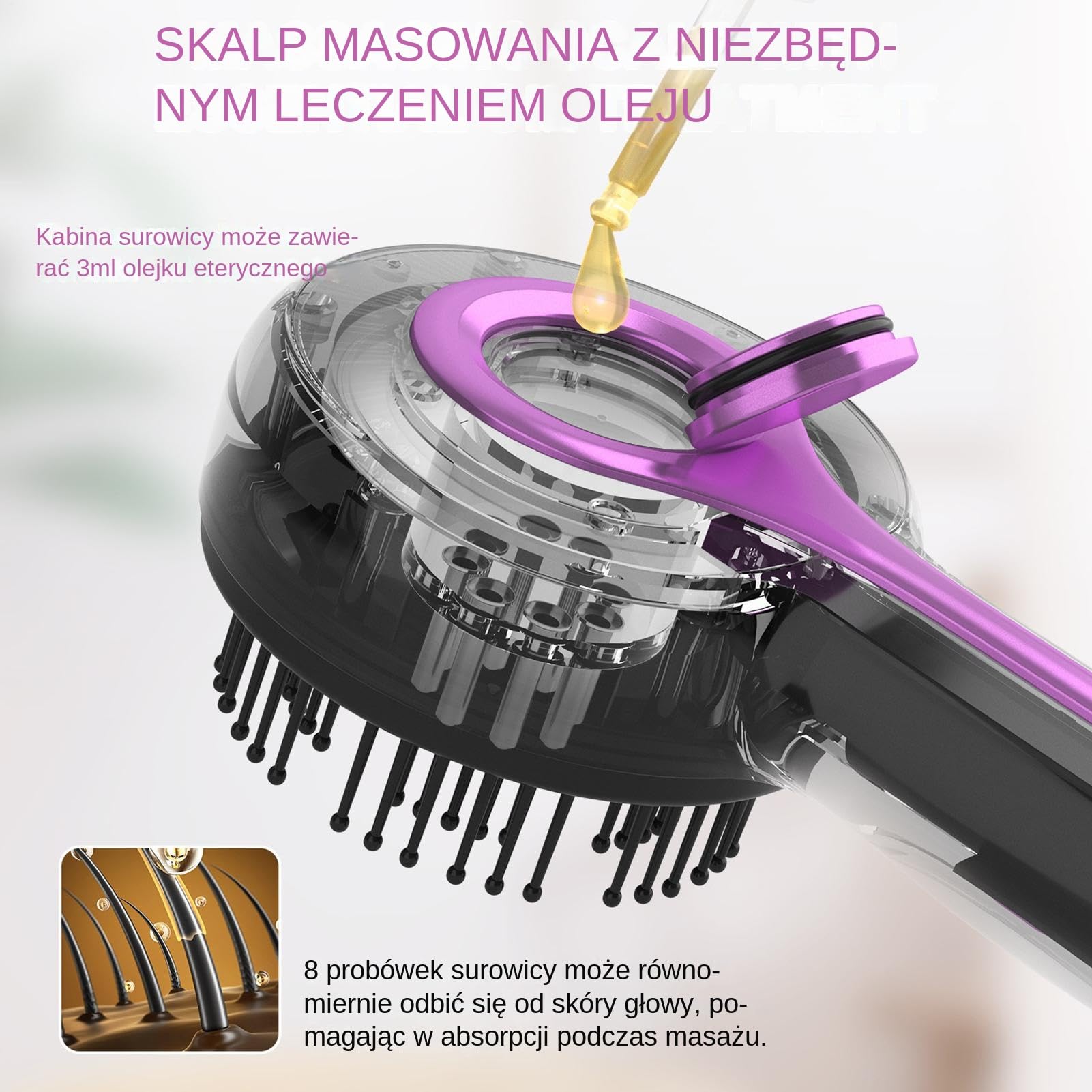 Electric Scalp Massager, Vibrating Hair Brush Head Comb, Rechargeable Kneading Relaxation Tool, Cordless Design Lightweight for Home, Shower, Spa, Bedroom, Travel, Dorm