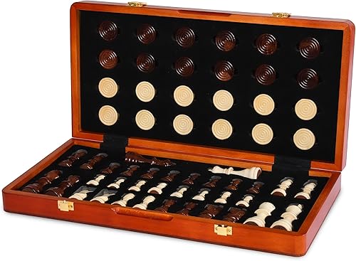 Miniatura 8 de Juego de ajedrez magnético de madera 2 en 1 de 15 pulgadas (2 reinas adicionales, juego de ajedrez plegable y bolsa de almacenamiento de algodón),