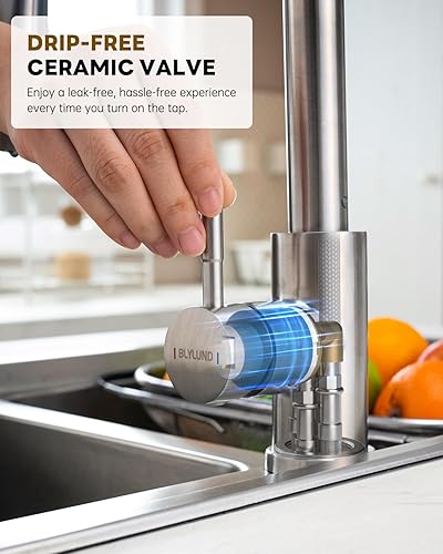 Miniatura 5 de Grifos de cocina con dispensador de jabón, grifo de cocina de níquel cepillado con rociador extraíble, 3 modos, grifos de fregadero de cocina